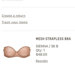 SKIMS mesh strapless bra / sienna / 36B